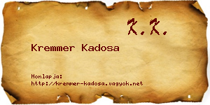 Kremmer Kadosa névjegykártya